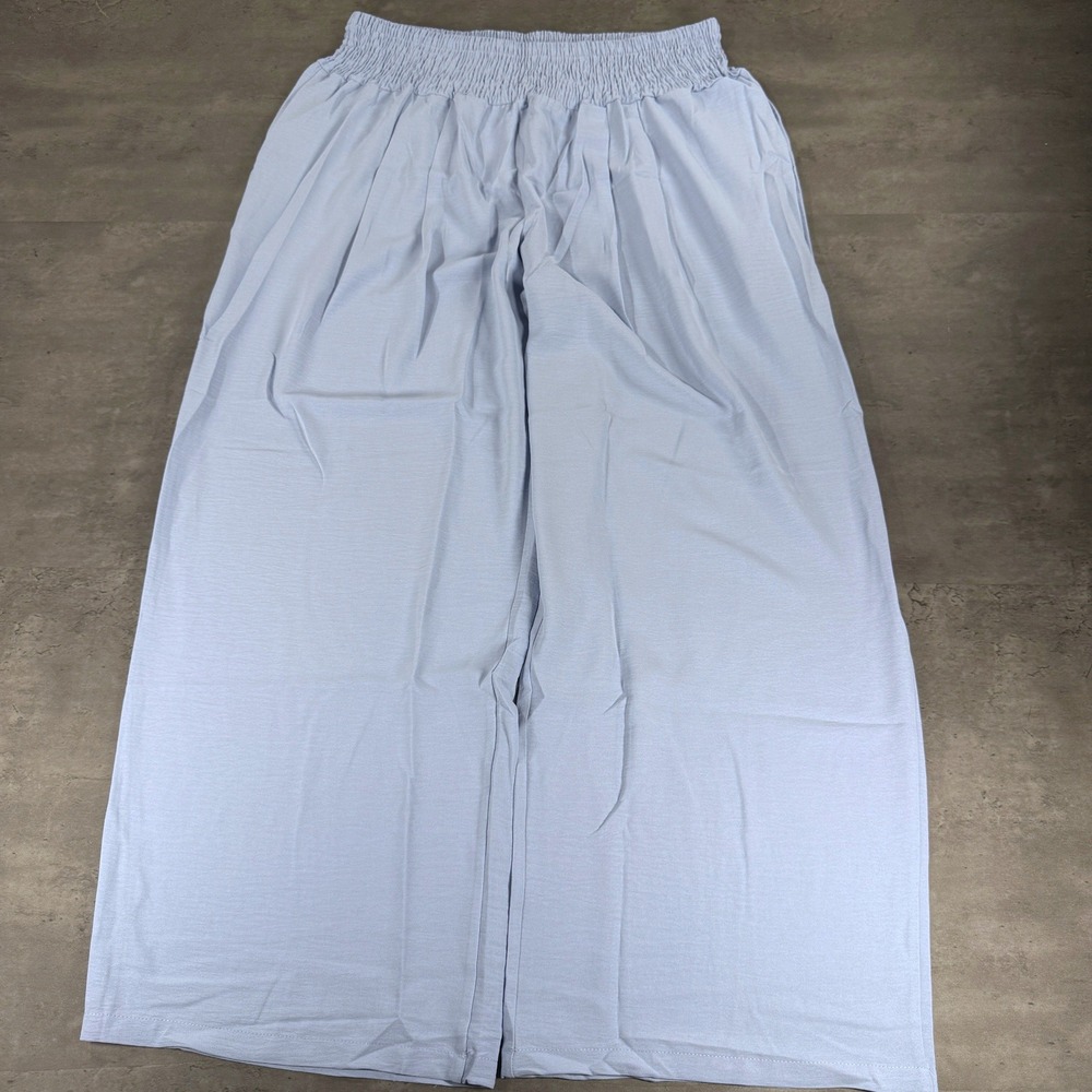 Flare Wide Leg Hot Pants Womens 2XL Baby Blue Smocked High Waist Lightweight